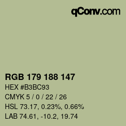 カラーコード: RGB 179 188 147 | qconv.com