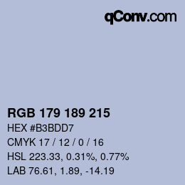 Code couleur: RGB 179 189 215 | qconv.com