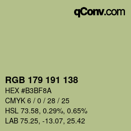 颜色代码: RGB 179 191 138 | qconv.com