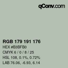 颜色代码: RGB 179 191 176 | qconv.com