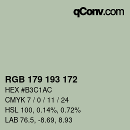 Color code: RGB 179 193 172 | qconv.com
