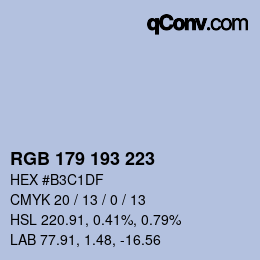 Farbcode: RGB 179 193 223 | qconv.com