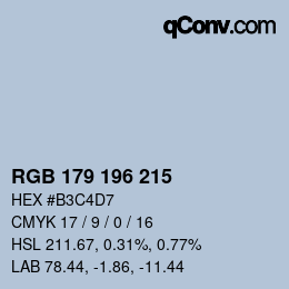 Color code: RGB 179 196 215 | qconv.com