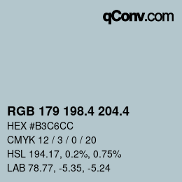 カラーコード: RGB 179 198.4 204.4 | qconv.com