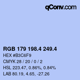 カラーコード: RGB 179 198.4 249.4 | qconv.com