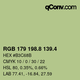 カラーコード: RGB 179 198.8 139.4 | qconv.com