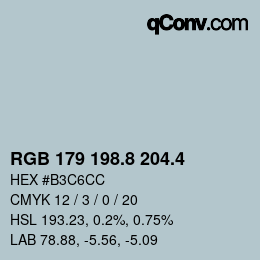 カラーコード: RGB 179 198.8 204.4 | qconv.com