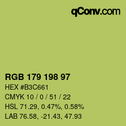 Color code: RGB 179 198 97 | qconv.com