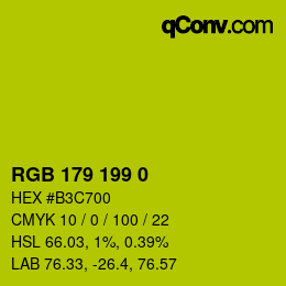 Color code: RGB 179 199 0 | qconv.com