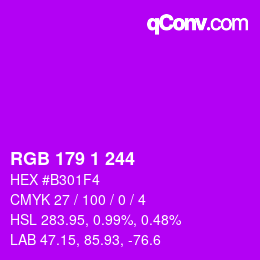 Color code: RGB 179 1 244 | qconv.com