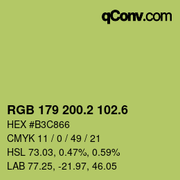 カラーコード: RGB 179 200.2 102.6 | qconv.com