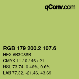 カラーコード: RGB 179 200.2 107.6 | qconv.com