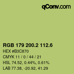 カラーコード: RGB 179 200.2 112.6 | qconv.com