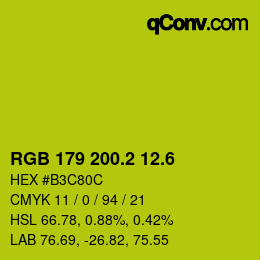 カラーコード: RGB 179 200.2 12.6 | qconv.com