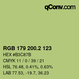 カラーコード: RGB 179 200.2 123 | qconv.com