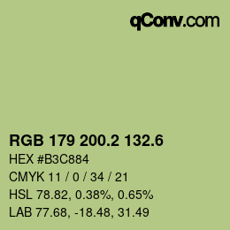 カラーコード: RGB 179 200.2 132.6 | qconv.com