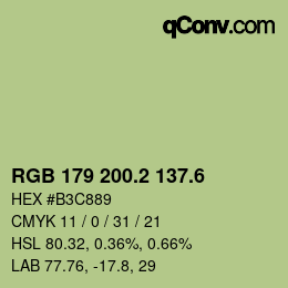 カラーコード: RGB 179 200.2 137.6 | qconv.com