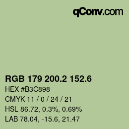 カラーコード: RGB 179 200.2 152.6 | qconv.com