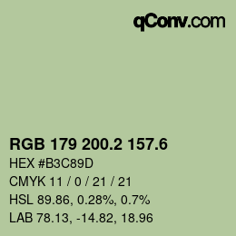 カラーコード: RGB 179 200.2 157.6 | qconv.com