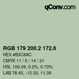 カラーコード: RGB 179 200.2 172.6 | qconv.com