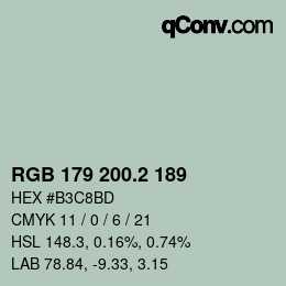 カラーコード: RGB 179 200.2 189 | qconv.com
