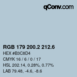 カラーコード: RGB 179 200.2 212.6 | qconv.com