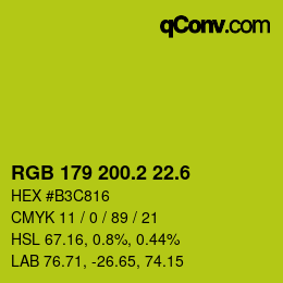 カラーコード: RGB 179 200.2 22.6 | qconv.com