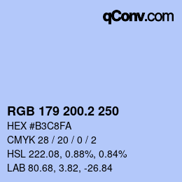 カラーコード: RGB 179 200.2 250 | qconv.com