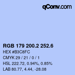 カラーコード: RGB 179 200.2 252.6 | qconv.com