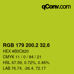 カラーコード: RGB 179 200.2 32.6 | qconv.com