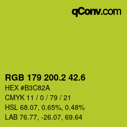 カラーコード: RGB 179 200.2 42.6 | qconv.com