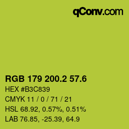 カラーコード: RGB 179 200.2 57.6 | qconv.com