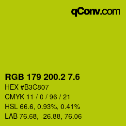 カラーコード: RGB 179 200.2 7.6 | qconv.com