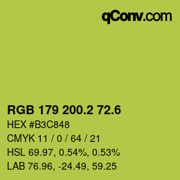 カラーコード: RGB 179 200.2 72.6 | qconv.com