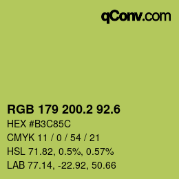 カラーコード: RGB 179 200.2 92.6 | qconv.com