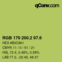 カラーコード: RGB 179 200.2 97.6 | qconv.com