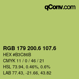 カラーコード: RGB 179 200.6 107.6 | qconv.com
