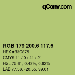 カラーコード: RGB 179 200.6 117.6 | qconv.com