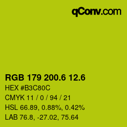 カラーコード: RGB 179 200.6 12.6 | qconv.com