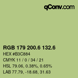 カラーコード: RGB 179 200.6 132.6 | qconv.com
