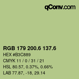 カラーコード: RGB 179 200.6 137.6 | qconv.com