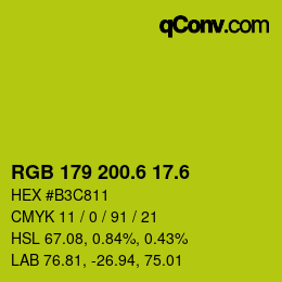 カラーコード: RGB 179 200.6 17.6 | qconv.com