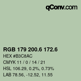 カラーコード: RGB 179 200.6 172.6 | qconv.com