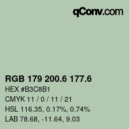 カラーコード: RGB 179 200.6 177.6 | qconv.com