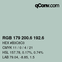 カラーコード: RGB 179 200.6 192.6 | qconv.com