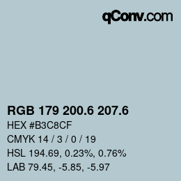 カラーコード: RGB 179 200.6 207.6 | qconv.com