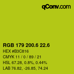 カラーコード: RGB 179 200.6 22.6 | qconv.com