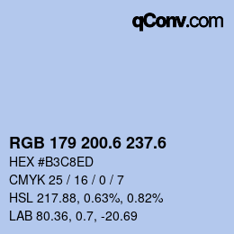 カラーコード: RGB 179 200.6 237.6 | qconv.com