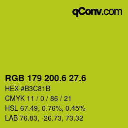 カラーコード: RGB 179 200.6 27.6 | qconv.com