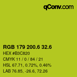 カラーコード: RGB 179 200.6 32.6 | qconv.com